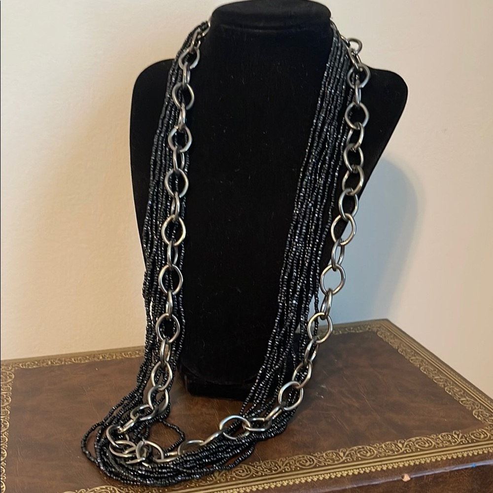 🍄Multi-strand Seed Bead Necklace with Chain